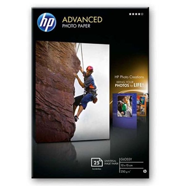 HP Papel fotográfico Satinado avanzado 250gr/m2 - 25 Hojas /13 x 18 cm sin bordes Q8696A
