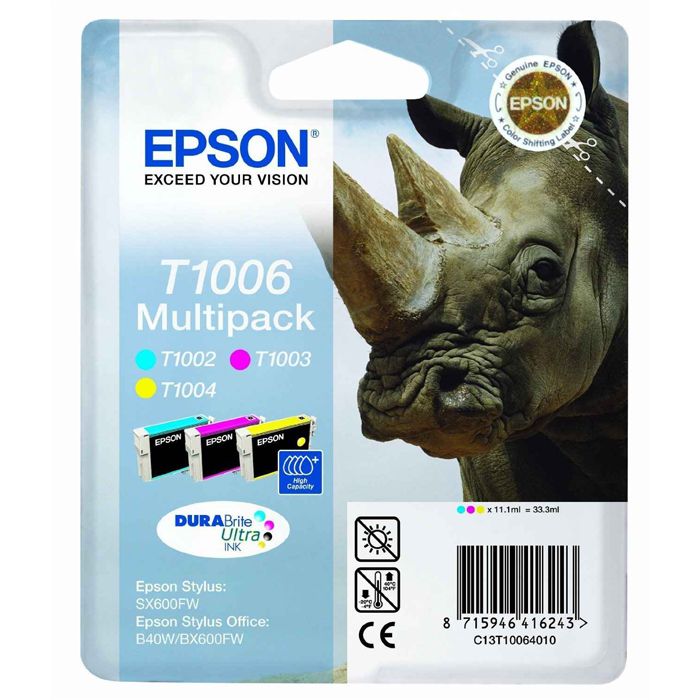 PACK 3 Colores Epson T1006 Cian + Magenta + Amarillo Original SX600FW SX515W C13T10064010