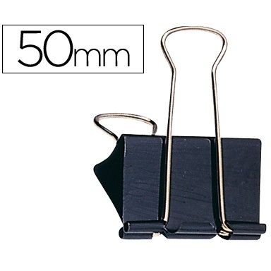 Pinzas metálicas de 50mm color negro. Caja 12uds