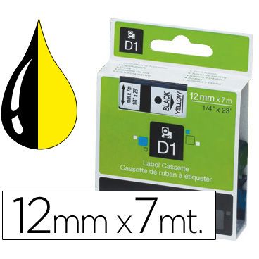Cinta DYMO D1 45018 NEGRO-AMARILLO 12mm x 7m Ref.S0720580